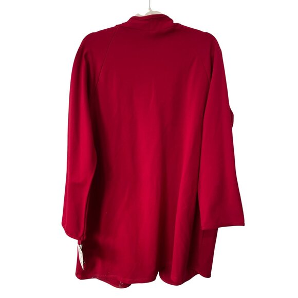 Clara Sunwoo Open Front Cardigan Size Large Long Sleeve Cozy Red Polyester NEW - Picture 2 of 8